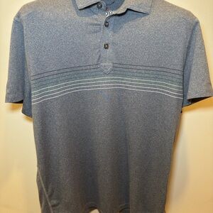 Marine Layer Heathered Blue Polo with Stripe Accents